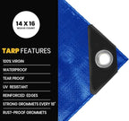 PROTARP Extra Heavy Duty 16 Mil Tarp Cover, Waterproof, UV Resistant, Rip and Tear Proof, Poly Tarpaulin with Reinforced Edges for Roof, Camping, Patio, Pool, Boat. (Blue 40′ X 60′)