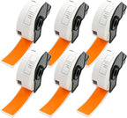 BETCKEY - Standard Address Labels Replacement for Brother DK-1201 (1.1 in x 3.5 in), Compatible with Brother QL Label Printers [6 Rolls/2400 Labels, Orange]