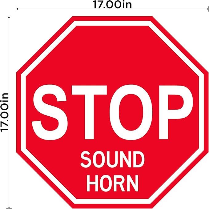 Stop "Sound Horn" - Laminated Floor Sign by Graphical Warehouse - 12” x 12” (17)