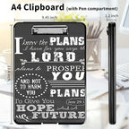 A4 Clipboards,Heavy Duty Waterproof Nursing Plastic Folder Clipboard with Storage Clip Boards,File Folder Storage Box Clipboard Case for Teacher,Doctor,Offices,Jeremiah 29-11 Bible Verse