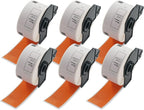 BETCKEY - Large Address Labels Replacement for Brother DK-1208 (1.4 in x 3.5 in), Compatible with Brother QL Label Printers [6 Rolls/2400 Labels, Orange]