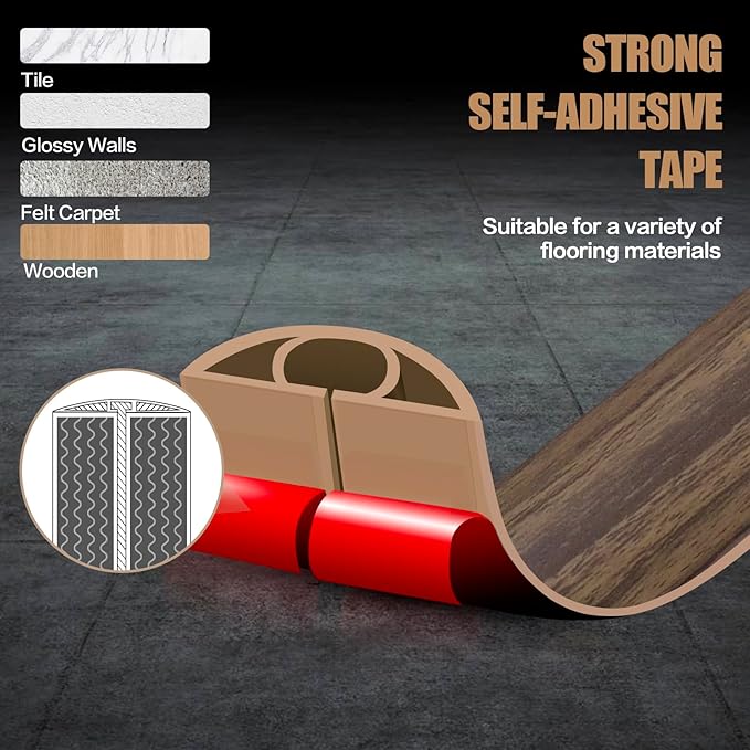 Floor Cord Cover Self Adhesive Cord Hider,3.3FT Cable Management, Extension Strip Protector for Wires, Prevent Cable Trips for Offices, Gyms, Exhibitions Cavity:0.39"(W) x 0.27"(H) Wood Walnut
