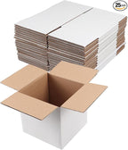 Hoikwo 6x6x6 Shipping Boxes Set of 25, White Corrugated Cardboard Box for Small Business for Packaging Mailing