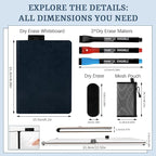 8.4" x 6" Portable White Board Dry Erase Notebook, PU Leather Shell Double Sided Folding Whiteboards with 3 Pens, Small Travel Dry Erase Board for Study, Meeting, Planning,doodling,Gift for Child