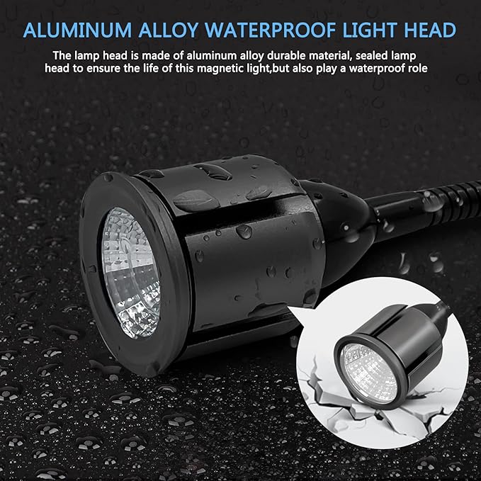 Magnetic LED Work Light with Flexible Gooseneck and Magnetic Base, Magnetic LED Lamp 750 Lumen for Workshop, Lathe, Sewing Machine, Grill Lighting