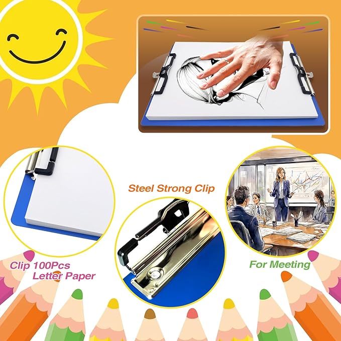 Aluminum Metal Clipboard Sturdy Stainless Hangable with Pen Holder Double Clip Board Size Letter A4 9" x 12.6" for School Office Business Medical Professionals Workshop Factory