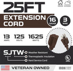 Iron Forge Cable Outdoor Brown Extension Cord 25 ft - 16 Gauge 13 Amp Heavy Duty Brown Outdoor Extension Cords 3 Prong - 16/3 SJTW - Great for Outdoor