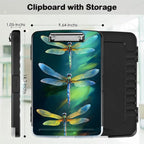 Clipboard with Storage,Office Supplies Nursing Clipboards Folder with Pen Holder Plastic Storage ClipBoard Foldable for Teacher Nurse,Green Dragonflies