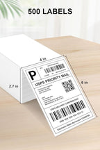 4x6 Thermal Labels, Razuvo Printable Shipping Labels for Direct Thermal Shipping Label Printer, 500 Pack Per Stack, Fanfold, White