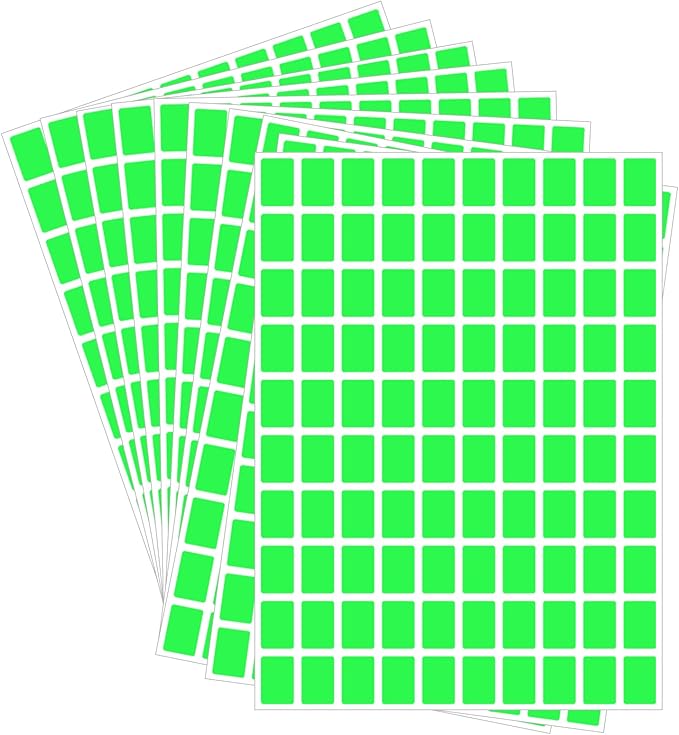 Starboling Color Coding Labels,3000 PCS 1/2" x 3/4" Fluorescent Green Rectangular Label,for Garage Sale,Price Tags,File Folder Tabs