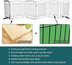Dog Fence Indoor - 6-Panel Freestanding Dog Gate for Doorways,Hallways, House or Stairs -120x24-Inch Retractable Foldable Expandable Wood Pet by SFJC (White)
