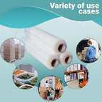 APQ 4 Rolls of Blown Hand Stretch Film 12" x 1500'. Clear Hand Stretch Wrap, 80 Gauge. Tear Resistant Residue Free Film for Moving, Shipping, Wrapping. Industrial Grade Pallet Shrink Wrap Film.