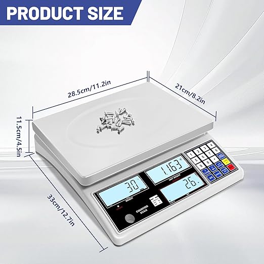 Industrial Counting Scale for Small Part (30kg, 66lb,1g), g/kg/lb,Coin Scale Built-in Battery,Digital Inventory Scale with Alarm Mode, RS-232 Interface for Printer Connectivity