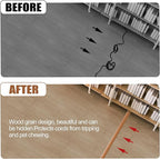 MYFAMIREA 5FT Floor Cord Cover for Wire Self Adhesive Cable Cavity Management PVC Extension Cord Hider Power Floor Wire Protector Cover Prevent Cable Trip for Office Home Outdoor (Brown Wood, 1.97'')