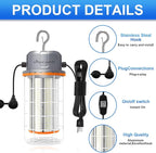 400W LED Temporary Work Light，56000Lumens 5000K Daylight White ON/Off Switch & Hook, IP65 Dust & Waterproof,Portable Hanging Construction Site Light for Jobsite, Warehouse, Workshop, Outdoor Projects