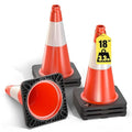 GECCO ™ (6 Pack) 18 Inch 3.3 Lb Small Orange Traffic Cones Set | Safety Cones, Orange Cones, Parking Cones, Construction Cones, Road Cones | PVC Plastic & Black Base - [PRO Series]