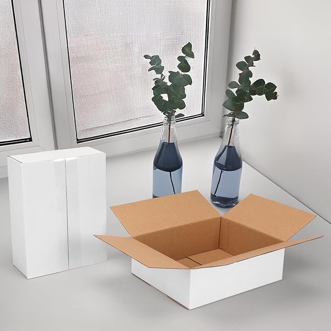 Hoikwo 9x7x3 Shipping Boxes Set of 30, White Corrugated Cardboard Box for Small Business for Packaging Mailing