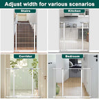 Fairy Baby 40.5" Extra Tall Baby Gate for Stairs Doorways, Fits 29.5" to 40.5" Wide Openings, Auto Close Extra Wide Dog Gate Indoor for The House, Metal Pressure Mounted Pet Cat Gate for Kids, White