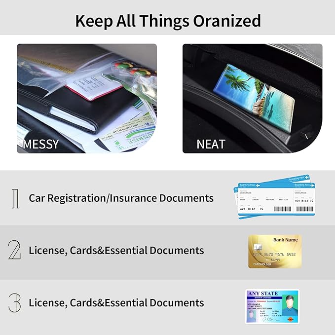 Car Registration and Insurance Holder, Leather Car Glove Box Organizer, Cool Car Accessories for ID, Driver's License Cards & Essential Document,business cards,Men&WomenBeach Palm Trees