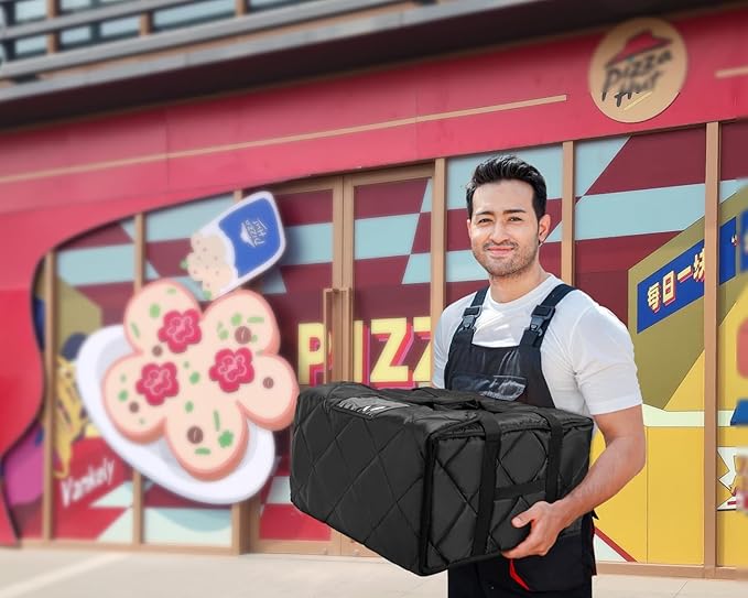 MyLifeUNIT Pizza Bag for Delivery, Thermal Insulated Pizza and Food Delivery Bag, 16" x 16" x 14" Pizza Warmer Bag, Holds 6-7 Large 14" Pizza Boxes, Hot Pizza Carrier Insulated Bags