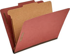 Amazon Basics Classification Folder- 100% Recycled, 1 Divider, 2" Embedded, 10 Count per Box, 12.09 x 10.63 inch (Letter), Red