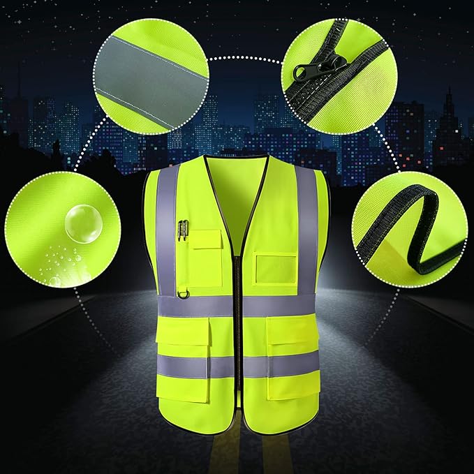 Custom Safety Vest for Men High Visibility Protective Workwear 5 Pockets Class 2 With Reflective Strip
