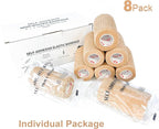 [8 Pack 4" x 5 Yards] Beige-Self Adhesive Cohesive Bandage Wrap, Self Adherant Non-Woven Wrap Rolls, Atheletic Tape for Wrist, Ankle, Hand, Leg, Premium-Grade Medical Stretch Wrap