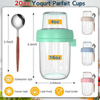4 Pack Overnight Oats Containers with Lids, 20 oz (16+4) Dual-Layer Mason Jars Yogurt Parfait Cups with Lids, Leak-proof Meal Prep Containers Dry and Wet Separation for Overnight Oats, Salad, Yogurt