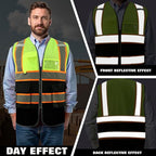 Custom Safety Vest with Logo Pockets High Visibility Reflective Vests Construction Security Workwear