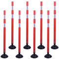 OrangeStar 8 Pack Delineator Post 48" Red Traffic Delineator Cones with Fixable Base for Road Safety, Parking Lots