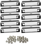 Meetory 10 Pack Mountable Clipboard Clips,Spring Loaded Surface Mount Handle with Rubber Grip and Hanging Hole