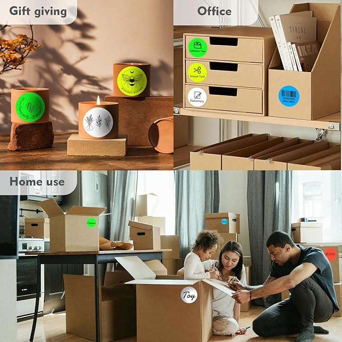 3 X 3 Inch Color Coding Dot Labels Circle Thermal Printable Waterproof 500 Pcs Round Stickers Adhesive Writable for Office, Home, Garage, DIY Sticker, Barcodes, Name Tag, White