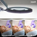 Neatfi (New Model) LED Magnifying Lamp with Clamp, 5D Magnification, 120Pcs SMD LEDs, 12W, Adjustable Color Temperature (White, 5-Inch Lens, 5 Diopter)