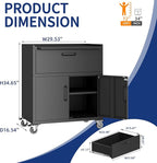 Metal Tool Cabinet,Garage Storage Cabinet System,Wall Cabinet & Locking Rolling Tool Cabinet with Doors and Adjustable Shelves,Steel Tool Cabinets for Home (2 Pcs-StyleE, Black)