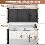81" Retractable Baby Gate Extra Wide, 41" Tall Retractable Dog Gate for Stairs, Doorways, Decks, Mesh Gate Long Child Gate Pet Gate for Indoor, Outdoor, with Reinforced Mesh Rods, Dual Locks