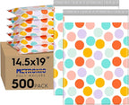 Metronic Poly Mailers 14.5x19 Inch 500pc Shipping Bags for Clothes,Self Adhesive Shipping Envelopes for Small Business,Waterproof Mailers Poly Bags for Shipping,Packaging Mailing Bags Color Polka Dots