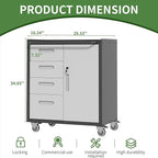 Metal Tool Cabinet,Garage Storage Cabinet System,Wall Cabinet & Locking Rolling Tool Cabinet with Doors and Adjustable Shelves,Steel Tool Cabinets for Home (2 Pcs-StyleF, Black & Grey)