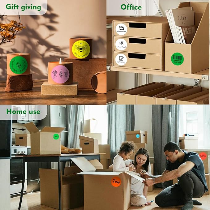 3 x 3Inch Round Color Coding Labels Circle Thermal Labels Printable Waterproof 500Pcs Round Stickers Adhesive Writable for Office,Home,Garage,DIY Sticker,Barcodes,Name Tag, Green