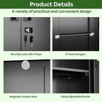 Broom Closet Storage Cabinet with Wheels and Pegboard,Metal Garage Storage Cabinet with Doors and Adjustable Shelves for Garage Home,Required Assembly,Black