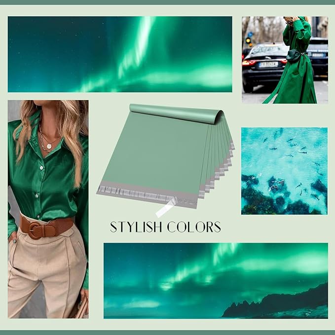 Metronic Large Poly Mailers 19x24 100Pcs, Strong Adhensive Shipping Bags for Clothing, Waterproof Mailers Bags for Small Business, Shipping Envelopes, Tear-resistant Packing Bags in Grayed Jade Green