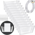 Tenceur 12 Pcs Plastic Single Pocket Wall Mount File Holder with Double Sided Adhesive Tape and Screws Wall File Hanging Folder Letter Paper Mail Organizer for Office Home Classroom (Clear)
