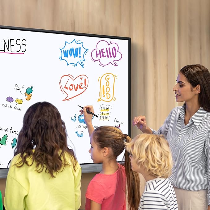 65 Inch 4K Smart Board - Google EDLA-Certified Interactive Whiteboard, Android 14, 50-Point Touch, Wireless Casting - Digital Whiteboard for Classrooms & Hybrid Offices (Board Only)