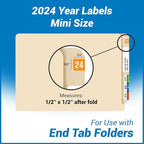 2024 MINI Year Stickers, Orange, Compatible with Smead ETS Series, Doctor Stuff 2024 Chart Stickers, USA Made Year Labels for End Tab File Folders, 250/Pack, 1 Package, 1/2" x 1" - Small Labels
