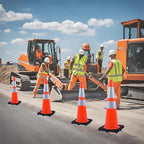 28 inch Traffic Safety Cones Orange Road Cones, Construction Cone with Rubber Base & Reflective Collars, Restorable Parking Cones, Heavy Duty Road Cones for Traffic Control & Road Safty(8 Pack）