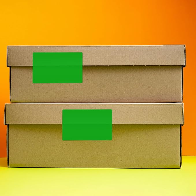 Green Rectangle Stickers 3 x 2 Inch Color Coding Labels Vinyl Roll Self-Adhesive Waterproof Removable 500 PCS