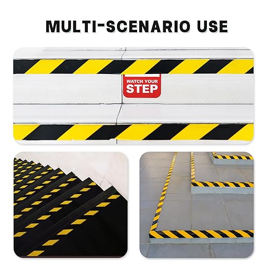 2 Inch x 660 FT Black & Yellow Floor Marking Tape, High-Visibility & Adhesive Hazard Tape for Caution & Aisle Marking, Caution Warning Safety Stripe Tape Roll for Walls Steps Pipes Equipment