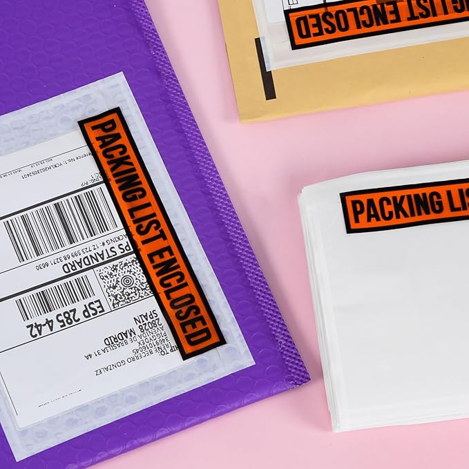 1000pcs 4.5”x5.5” Packing List Envelopes Self-seal Packing Slip Envelope Pouches Shipping Label Sleeves Top Loading Packing List Enclosed Bags.