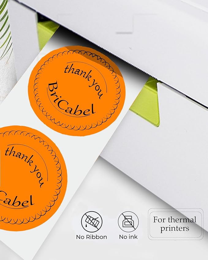 2 inch Orange Round Thermal Labels,600 Labels/Roll Self-Adhesive Circle Inventory Stickers, Multi-Purpose Round Roll Thermal Printing Stickers for Business and Domestic Use