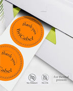 4 Inch Large Orange Circle Thermal Labels, Self-Adhesive Round Inventory Stickers, Multi-Purpose Round Roll Thermal Printing Stickers for Business and Domestic Use-300 Labels/Roll