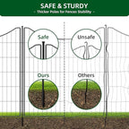 18 Panels No Dig Decorative Fence with Gate, 33 in(H) X 40.5 ft(L) Tall Garden Fence Animal Barrier, Rustproof Metal Wire Edging Border, Temporary Dog Fencing for Outdoor, Yard, Patio